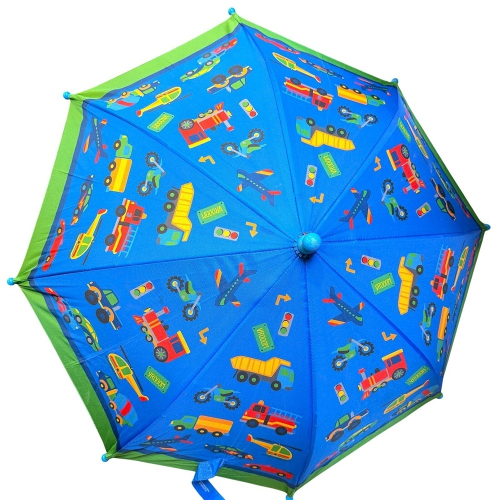 Stephen Joseph Kids Umbrella Transportation Blue Green Trucks Trains Planes Rain